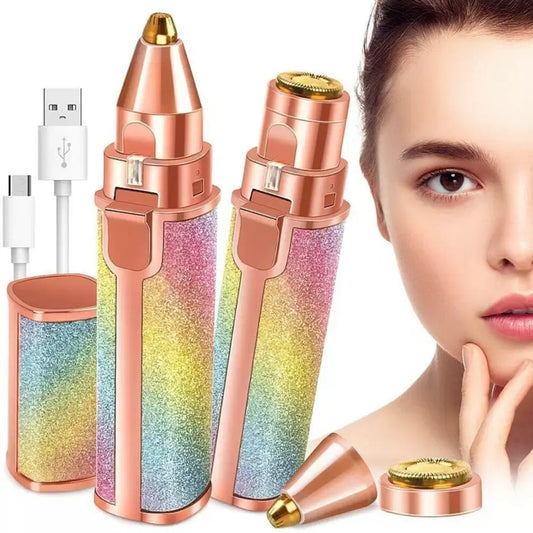 USB Rechargeable 2in1 Flawless Eyebrow & Upper Lips Trimmer For Women